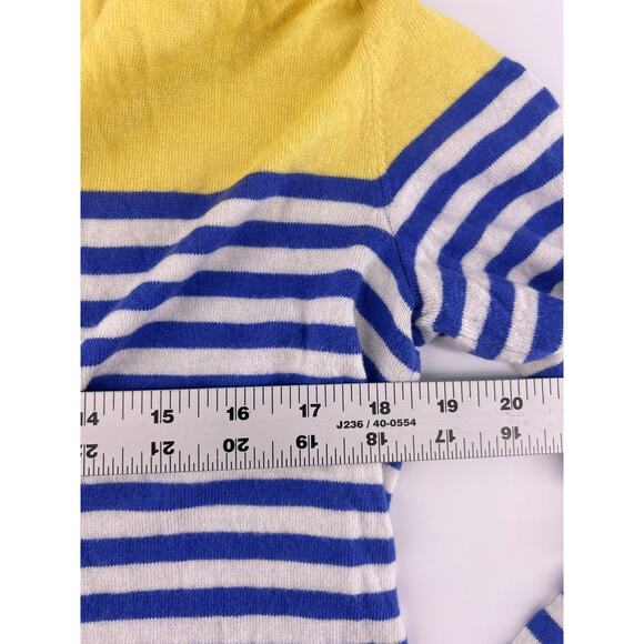 Talbots Open Cardigan Sweater Womens Medium Blue Yellow White Cottagecore Knit - Picture 3 of 7